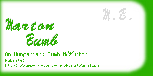 marton bumb business card